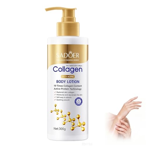 Loción corporal de colágeno de 300 ml, crema corporal contra las arrugas y la sequedad, loción corporal para mujer, hidrata y tonifica la piel (2)