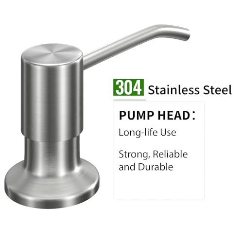Image of Kitchen Sink Soap Dispenser, Built in SoapDispenser, 47 inch Extension Tube kit, Counter Lotion Dispenser Pump, No Need More Refills (Brushed Nickel)