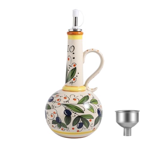 Hand-Painted Ceramic Olive Oil Dispenser Bottle (23oz)