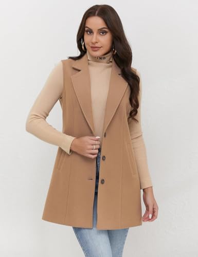 Image of IDEALSANXUN Plaid Vest for Women Fall Winter Sleeveless Blazer Jackets