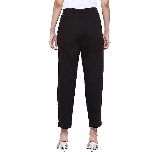 Image of BIBA Women Cotton Slim Solid Pants