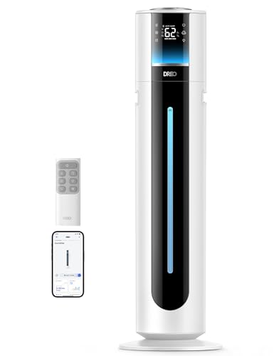 DREO 11L Humidifier Large Room 700ft², 100H Smart Cool Mist Humidifers for Bedroom, 21dB Quiet, Top Fill, Clean Tank Technology, App & Remote Control, Aroma Box, RGB, 12h Timer, White, Humidifer 747S