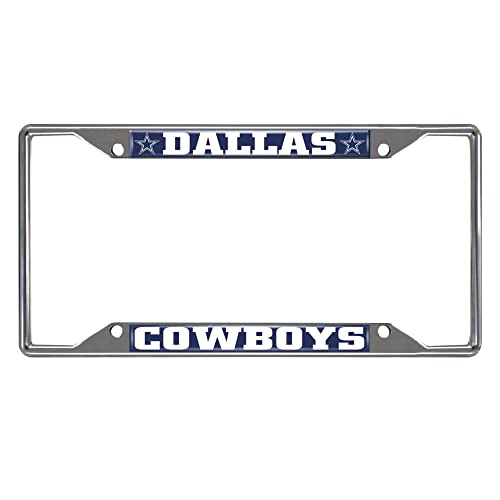 FANMATS 15033 Dallas Cowboys Chrome Metal License Plate Frame Team Colors 6.25in x 12.25in