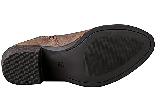Image of GLOBALWIN Women's Mid Calf The Western Cowgirl Boots Fashion Cowboy Boots For Women Chunky Low Heel