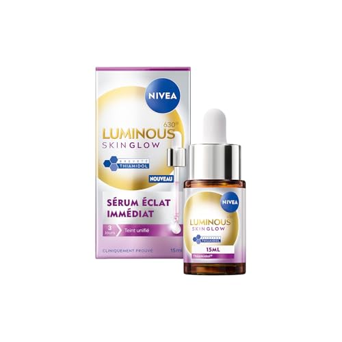 NIVEA Luminous 630 – Serum Skin Glow – Soin Visage Anti-Taches – Hydrate & Affine Les Pores – Thiamidol Breveté, Niacinamide & Aloe Vera – Vegan – Tous Types De Peaux – 15 ml