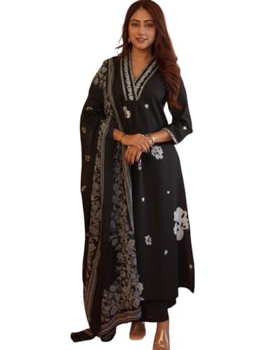 Image of Women's Mulmul Cotton Kurti with Pant and Dupatta