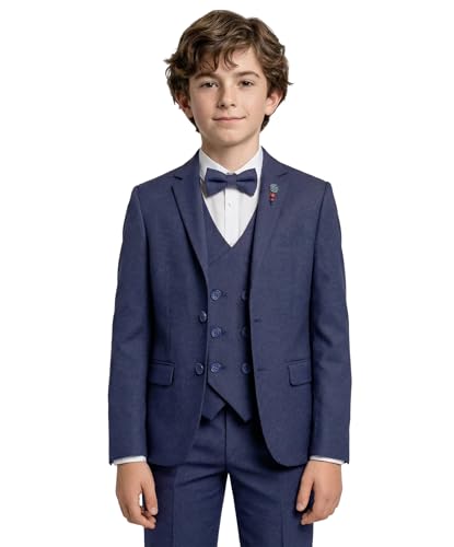 SIRRI Traje Formal Texturizado para niño, Conjunto de 5 Piezas, Traje de comunión para PAJE, Tamaño 11 Años EU
