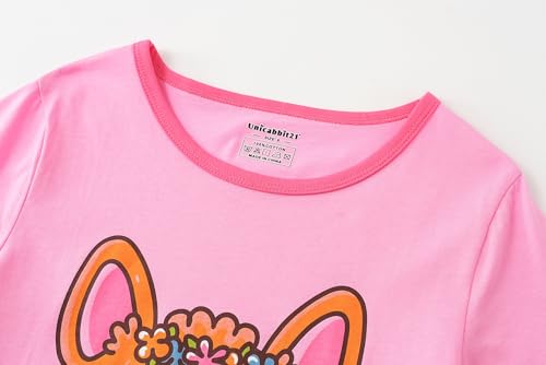 Pajamas for Girls Cute Unicorn Pants and Short Sleeve Tee Big Kids Cotton Sleepwear Set Size 6-162