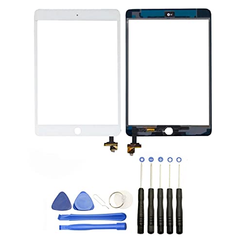 JUANIO Vidrio Pantalla táctil Compatible con iPad Mini 3 con IC Blanco+ Herramientas