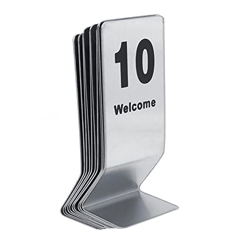 Plaque numérotée de Table en Acier Inoxydable - Lot de 10 Supports Double Face - 4