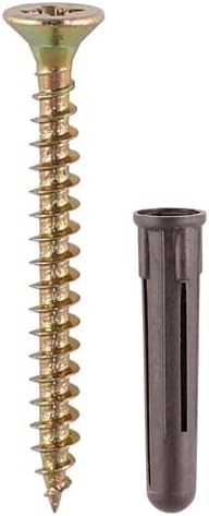 Timco - Brown Plastic Plugs with Screws (Size 35mm Brown Plug, 5.0x50 Screw - 15 Pieces)