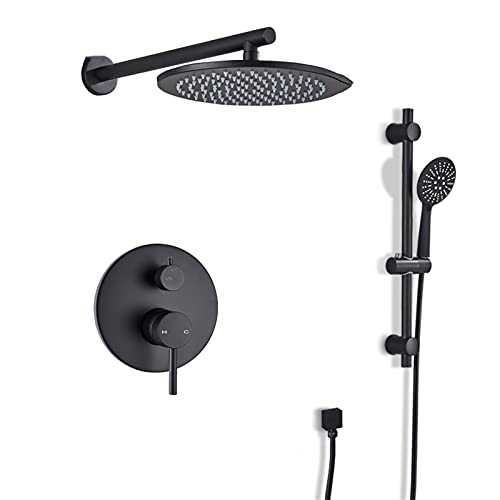 Système de douche noir mat avec bec de baignoire pour moments de détente en famille