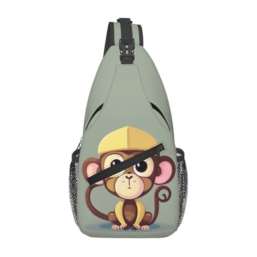 Mochila bandolera con diseño de mono para senderismo