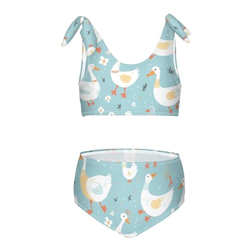 KLL Cute Goose Girl 2 Piece Bikini Set Scoop Neck Bathing Suit Swimming Suits Adjustable Shoulder Strap
