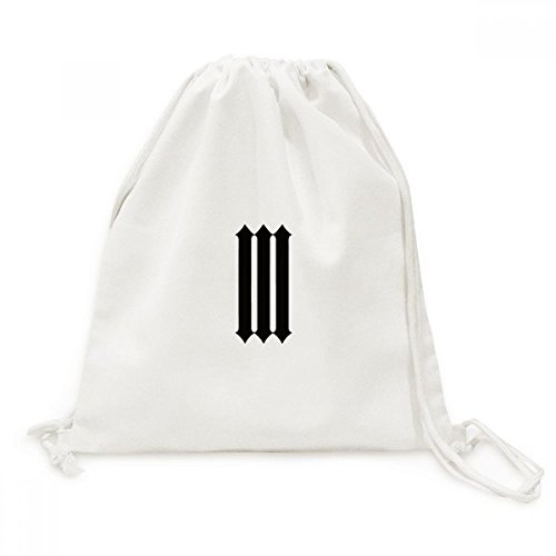 Sac à cordon en toile à trois chiffres romains noirs pour voyage et shopping de DIYthinker
