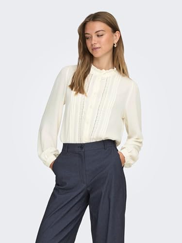 JDY Damen Jdyellis L/S Lace Shirt WVN Noos Langarmbluse, Weiß, 38 EU – Ansicht 3