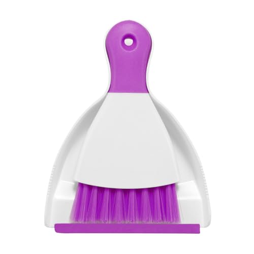 NACENA Mini Dustpan and Brush Set Small Broom and Dustpan Set Dust Pan and Mini Hand Broom Dustpan and Broom Combo Compact for Home Table Keyboards Sofa Kitchen Purple