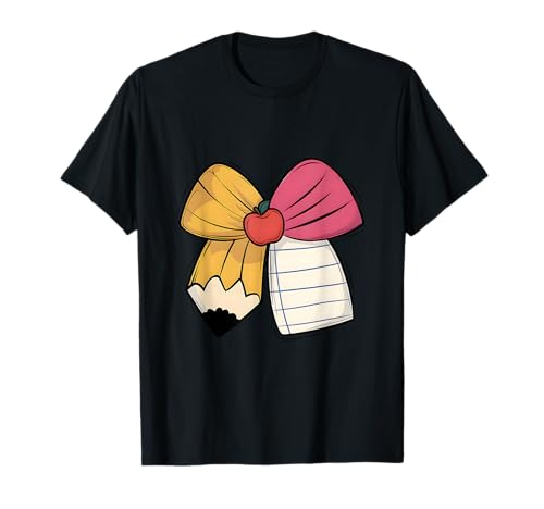 Coquette Bow Pencil Paper Back To School Teacher Student T-Shirt
