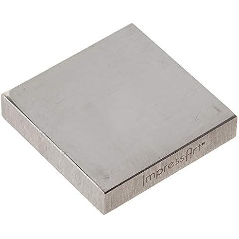 ImpressArt, Solid Steel Bench Block w/ Rubber Feet, 2" X 2", Jewelers Bench Block for Stamping, Shaping, Chasing, & Flattening Metals Cover