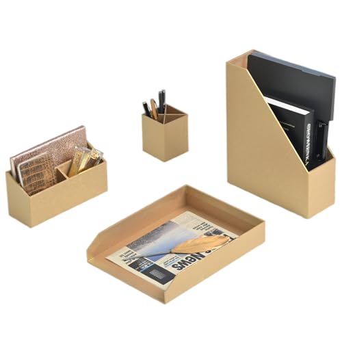BOLDFOX Gold Desk Accessories Cute Office Desk Organizer Set for Women