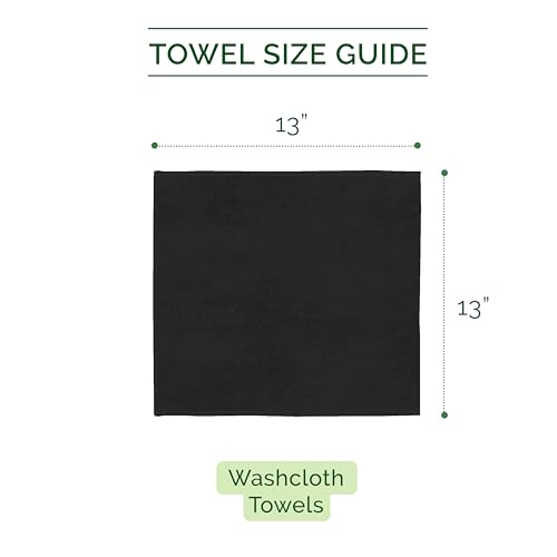 Image of Elegant Comfort 100% Turkish Cotton Corduroy Ribbed Luxury Washcloths 6 Pack Soft 13 x 13 Inch - Higly Absorbent, Durable, Quick Dry, Spa Premium Hotel Quality for Bathroom or Travel, Black