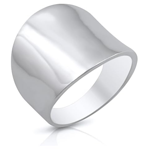 Sterling Silver 19mm Plain Wide Cigar Band Ring - Size 8 Cover