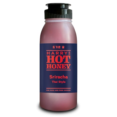 HARRYS HOT HONEY Sriracha Style - Hot Honey Sauce with Chilli and Garlic - Drizzle over wood-fired pizza, flame-grilled chicken, rib-eye steak or stir-fry’s - 280g