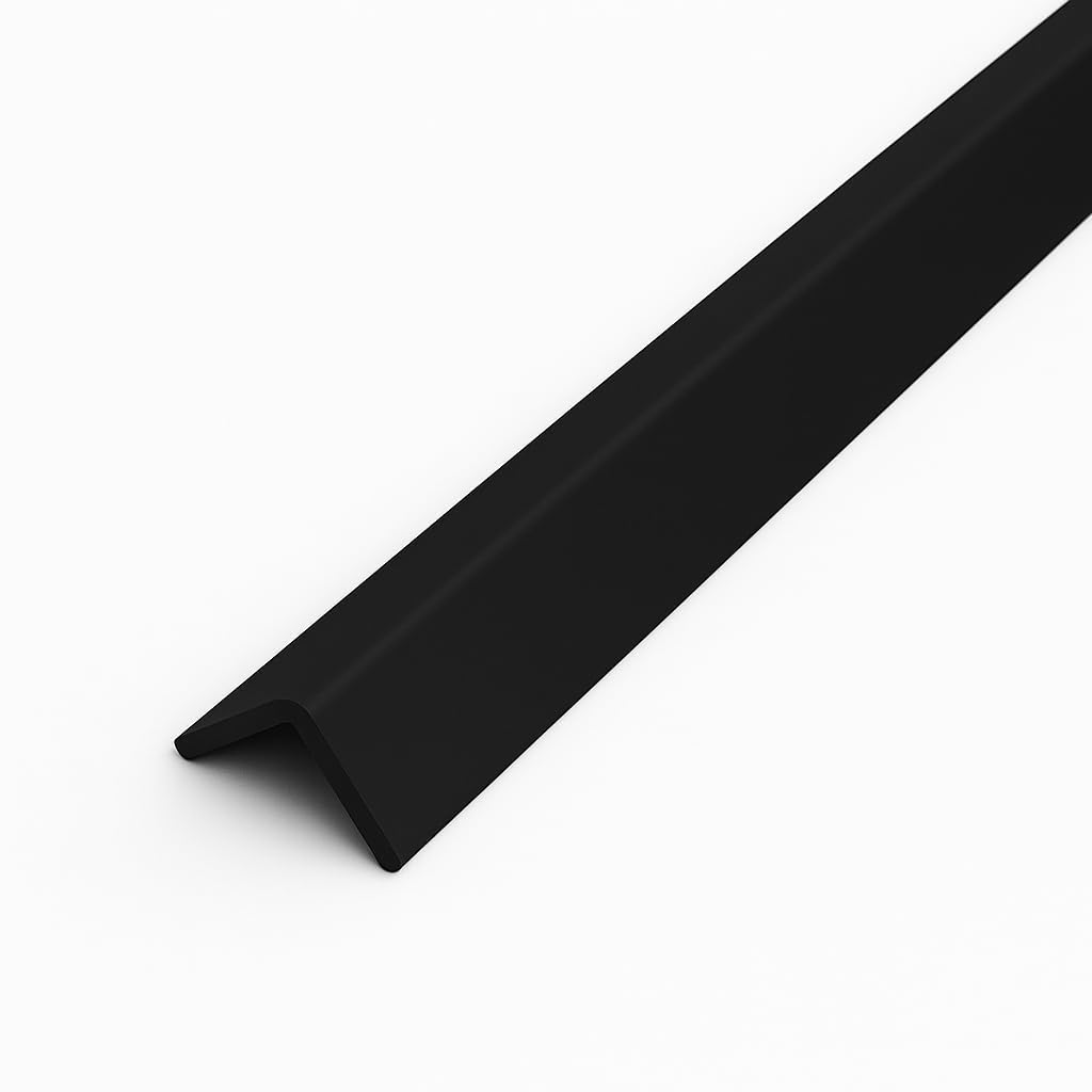 10 x Corner Trim Black 50mm UPVC Plastic Angle - 1 Metre Rigid 90 Degree L-Shape Edge Guard