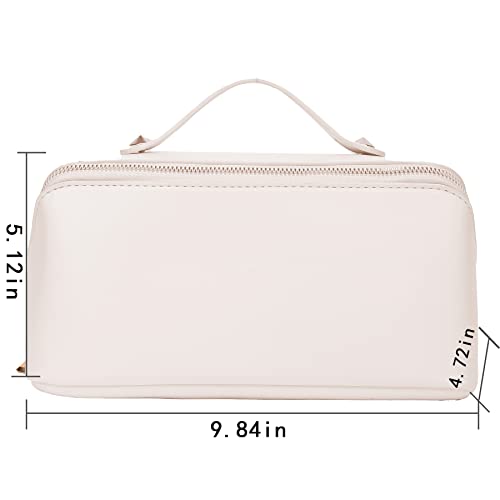 Large Capacity Travel Cosmetic Bag,Multifunctional Storage Makeup Bag For Women,Pu Leather Portable Opens Flat Makeup Bag,Cosmetic Bag With Handle And Divider For Toiletries #TOP1