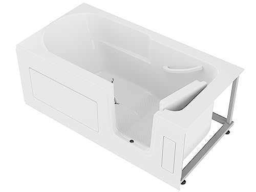 ANZZI Walk In Tub 60'' x 30'' White Acrylic with Chrome Accents Right Drain, Low Threshold, Slip-Resistant Floor, Easy Install, Luxury Spa Soaker Tub - AMZ3060SIRWS