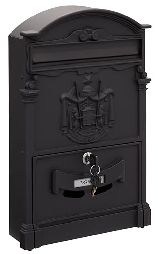 Arregui Residencia D-2151/N Buzón Individual de Aluminio de Estilo Clásico, tamaño M (DIN A4), Negro