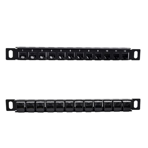 Image of GeeekPi 12 Port Patch Panel, 10inch 0.5U CAT6 Network Patch Panel for DeskPi RackMate T1 /T0 /T2 /T1 Plus /T0 Plus /TL1 and 10 Inch Server Rack /Network Cabinet