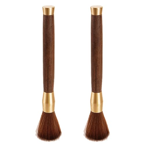 2PCS Coffee Brush, Coffee Grinder Cleaning Brush Machine Cleaning Tool with Wood Handle & Natural Soft Bristles for Home Kitchen