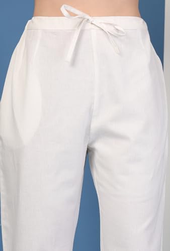 Image of Pistaa's Women's Pure Cotton Regular Hem Design Solid Palazzos