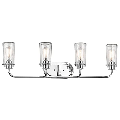 Image of KICHLER Braelyn 44 inch 4 Light Vanity Light with Clear Seeded Glass Chrome
