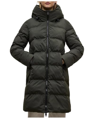 ECOALF Abrigo Largo Acolchado de Invierno con Capucha, Verde, Chaqueta Térmica con Cierre (FR/ES, Letras, M, Regular, Regular, Verde)