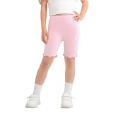 Pantalones de encaje para niñas pequeñas de color caramelo con borde negro, leggings cortos de lentejuelas para bebés y niñas (rosa, 8-9 años)