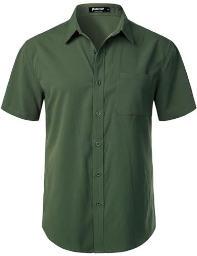 Image of JEMITOP Mens Stretch Wrinkle Free Texture Shirts