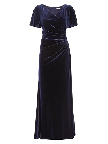 Gina Bacconi Velvet Maxi Dress with Cowl Neck, Navy, 12
