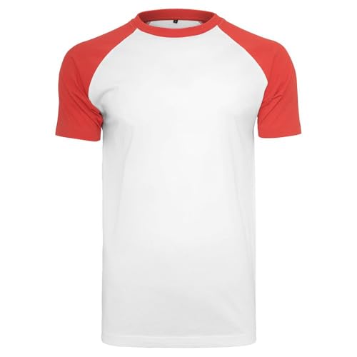 Build Your Brand Raglan Contrast Tee, XL, White