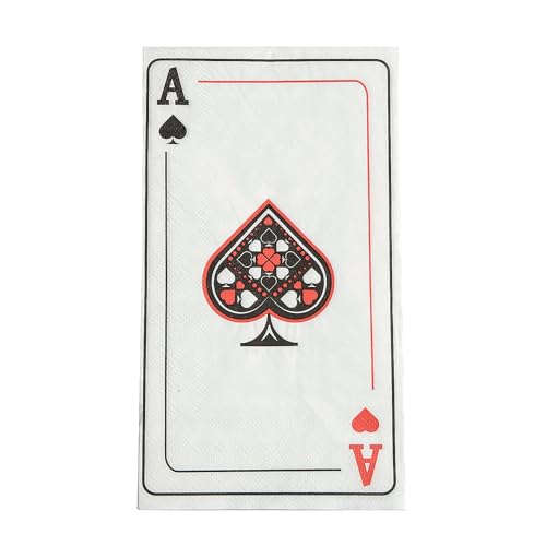 Casino Dinner Paper Napkins (4.25" x 7.75") Pack of 16 - Perfect for Casino Nights, Parties, and Special Occasions