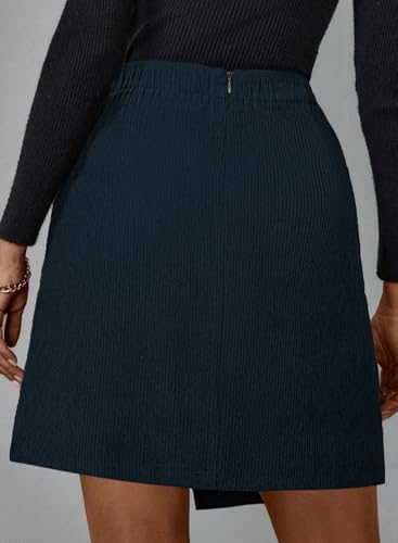 Pink Queen Corduroy Skirt Women Cute High Waist Bodycon Wrap Short Asymmetrical Hem Mini Skirt with Pockets3