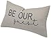 EURASIA DECOR Be Our Guest Embroidered Lumbar Decorative Accent Pillow Cover - Entryway, Guestroom, Living Room - 12x20 Inches, Linen