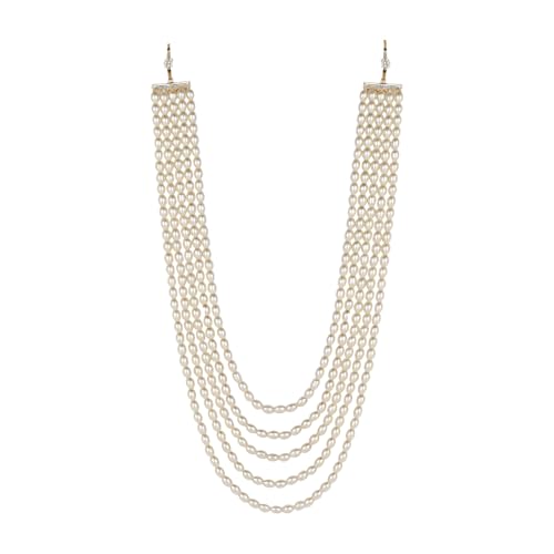 I Jewels 5 Layered Indian Wedding Bollywood Gold Plated Dulha Moti Mala Maharaja Haar/Groom Necklace For Men (MLP58W)