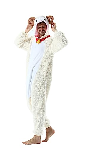 Miniatura 3 de Simzoo Pijama Mono De Animal Para Adultos, Ropa De Dormir Para Disfraz De Cosplay De Cabra Para Hombres Y Mujeres, Ropa Para El Hogar Unisex De Una Pieza