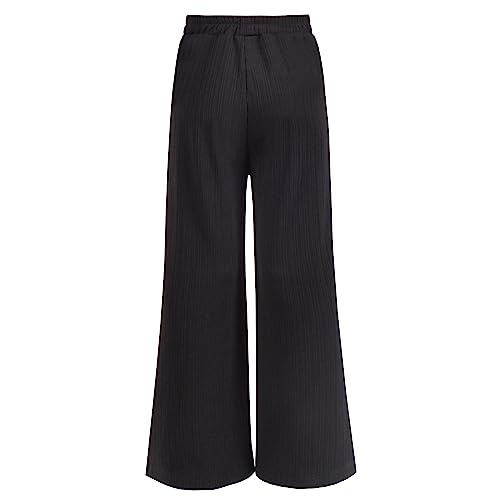 Sunny Fashion Girls Pants Straight Leg Pants Brown Ribbed Knit Gym Casual2