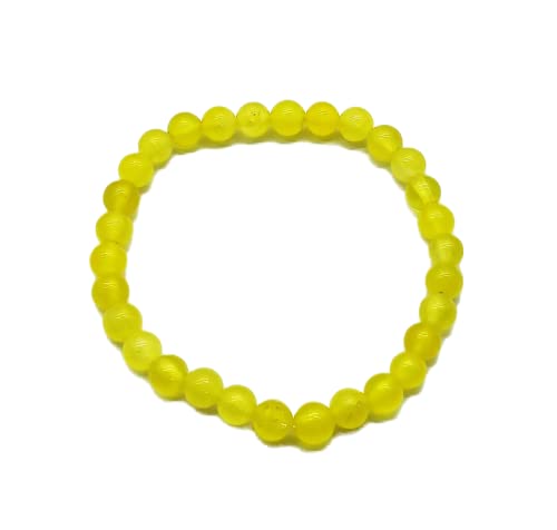 Bracelet en jade jaune 6mm de LKBEADS un bijou rond et extensible de 17cm pour homme et femme