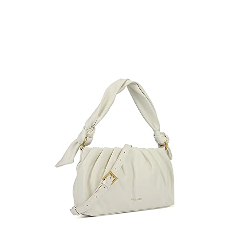 Pixie Mood LUNA-SB-COCO-OS Ruched Body Knotted Strap Recycled Vegan Leather Crossbody Shoulder Handbag, Coconut Cream2