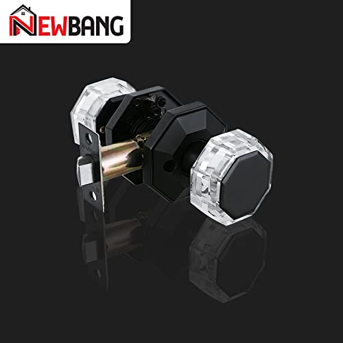 Newbang Hardware Transparent Glass Door Knob For Passage Room And Hall/Closet Room,Crystal Door Knob Handle With Matte Black Finish For Mobile Home, Zscy-Hdc34Db-Ps-1P #TOP1