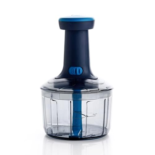 GANESH Manual Hand Press Bingo Push Chopper with 3 Blades for Effortless Chopping Vegetables &...